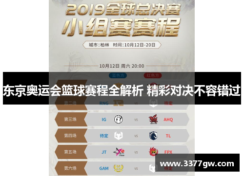 东京奥运会篮球赛程全解析 精彩对决不容错过
